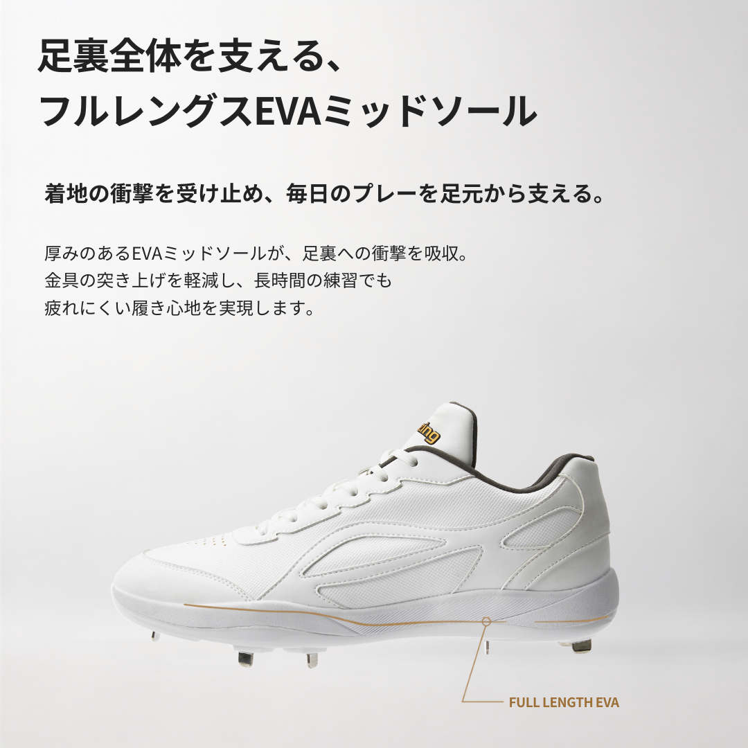 白スパイク/高校野球/中学野球対応/ホワイト/金具/合成底【交換送料無料】